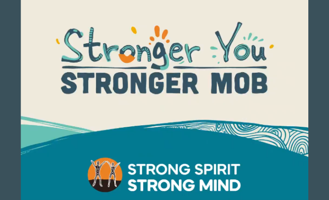 Stronger Me, Stronger Mob logo on a white background, with the Strong Spirit Strong Mind logo below on a blue background
