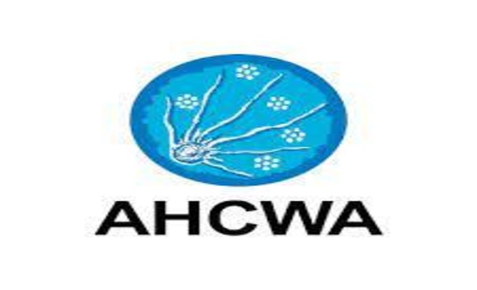 AHCWA logo featuring a blue circular design with branching shapes above the text ‘AHCWA