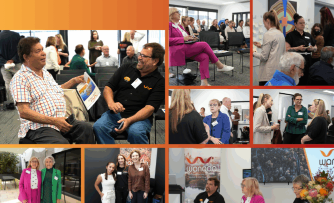 Photo collage from WANADA’s 2025 Annual General Meeting and Sector Forum showing attendees chatting, laughing, and engaging. Also includes a photo of WANADA CEO Jill Rundle conducting the AGM alongside Chair Sue Budalich and Treasurer Andrew Amor