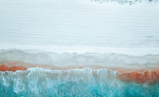 Overhead shot of a coastline in Binningup.