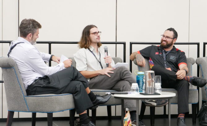 Professor Stephen Bright facilitates a panel discussion at the WA Alcohol and Other Drug Conference 2025